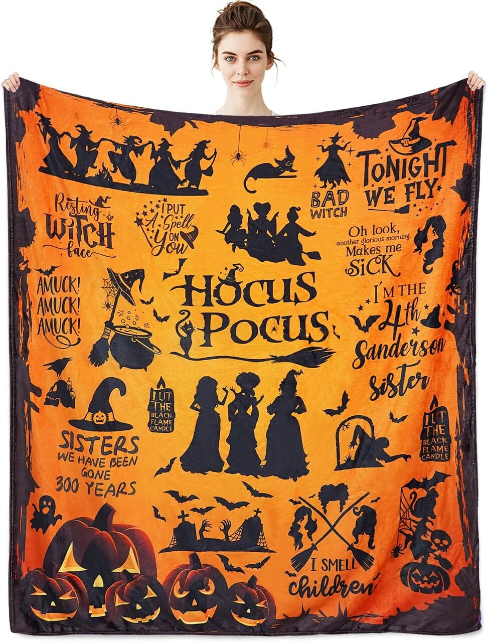 Witch Blanket Halloween Throw Blankets for Women Witch Flannel Fleece Blankets for Couch Sofa Bed Chair Decor Halloween Decorations Blanket 50X60In